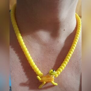 Corn Dog Necklace Yellow Corn Cob Kernels Handmade Jewelry Hand Crafted NEW